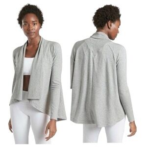 Athleta Nirvana Gray Drape Open Front Cardigan Size Small Modal Heathered Grey
